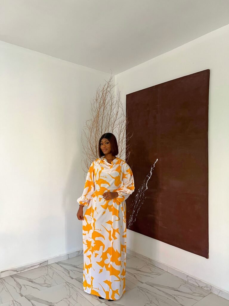 Bubu gown styles - Floral dress nature-inspired botanical pattern design