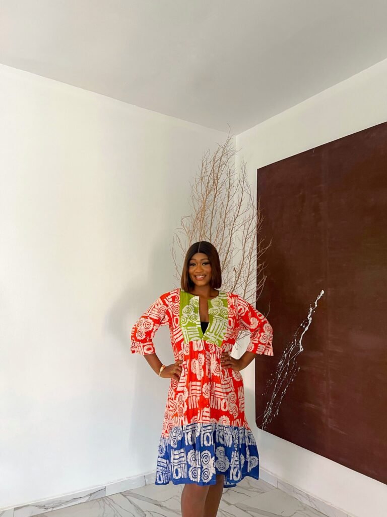 Bubu gown styles - Zoey mix dress creative fabric combination finale design