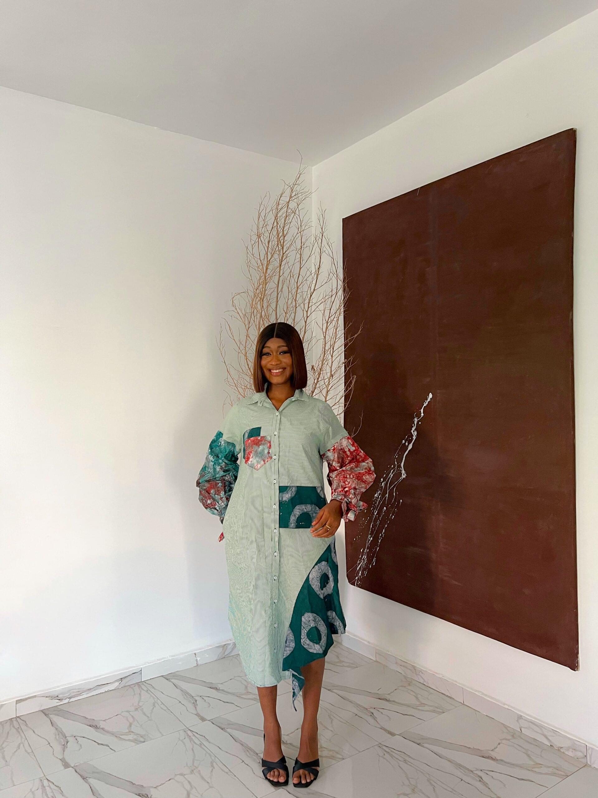 bishop sleeve dress for sale showing a picture of Jada Shirt Dress made by Tailored by Adunni