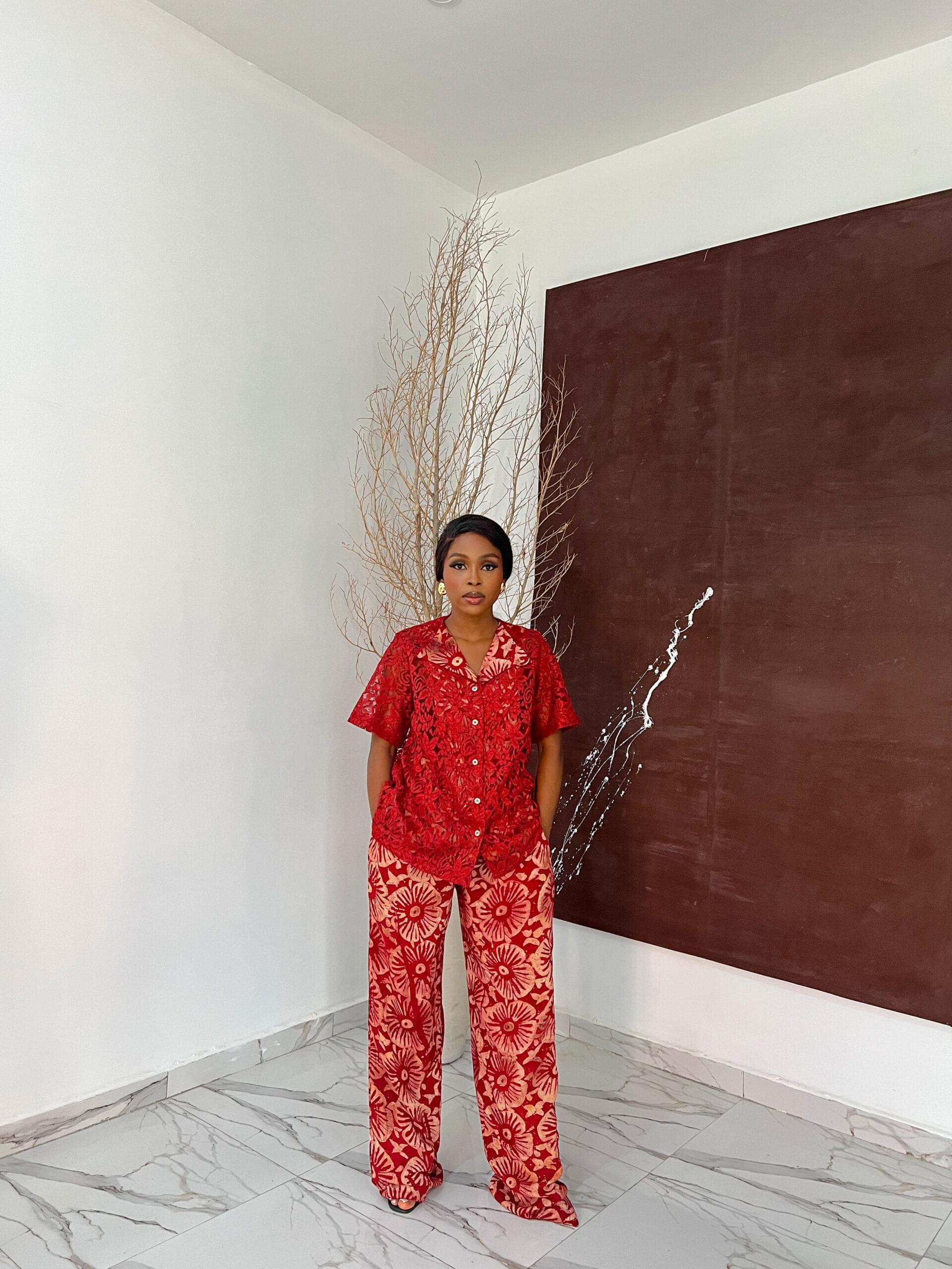 Elegant women’s lace two piece pant set – Zari Set by Tailored by Adunni