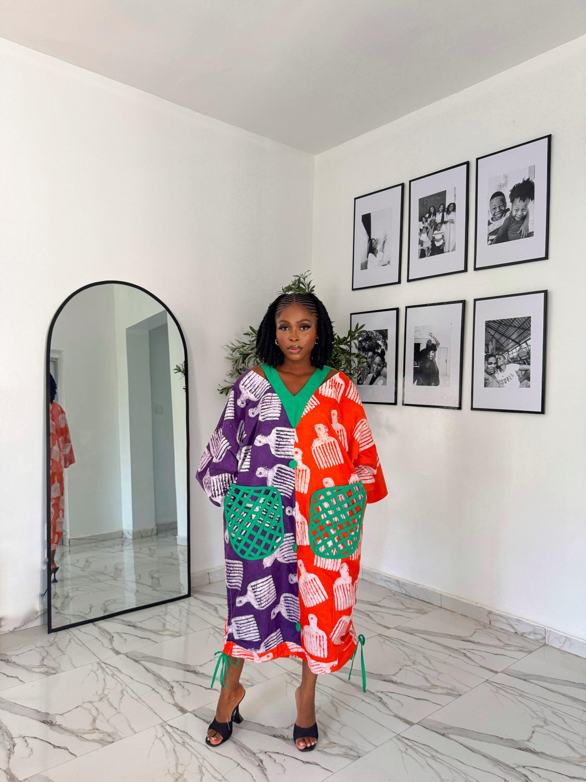 Sofy Midi Bubu Dress with Pockets for Sale showing a picture of Sofy Midi Bubu made by Tailored by Adunni